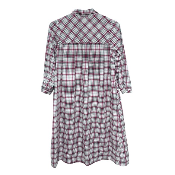 LL Bean Nightgown Size M Petite MP Long Pintuck Red Plaid Tartan Flannel PJs VTG - Picture 4 of 7